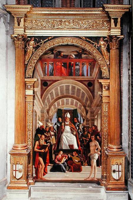 Saint Ambrose with saints from the Altarpiece of Saint Ambrose a Marco Vivarini
