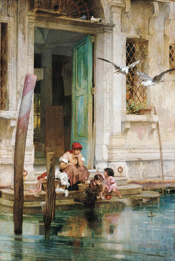 By the Canal, Venice a Marcus Stone