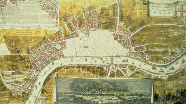 London, city plan after the fire 1666 a Marcus Willemsz Doornik