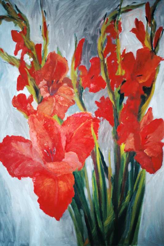 Red Gladioli (oil on canvas)  a Margaret  Norris