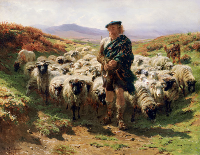 The Highland Shepherd, watercolour a Maria-Rosa Bonheur