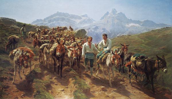 Mules when crossing the Pyrenees