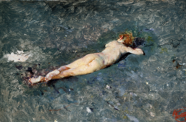 Female act in the water a Mariano Fortuny