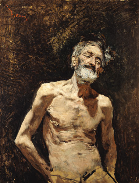 Act study of an old man at the sunbathing. a Mariano Fortuny
