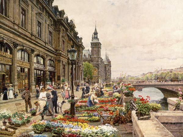 Flower stands at his in Paris. a Marie François Firmin-Girard