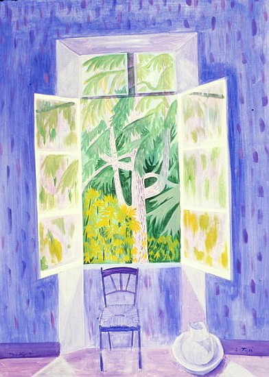 Cedars Through the Window, 1987 (acrylic on paper)  a Marie  Hugo