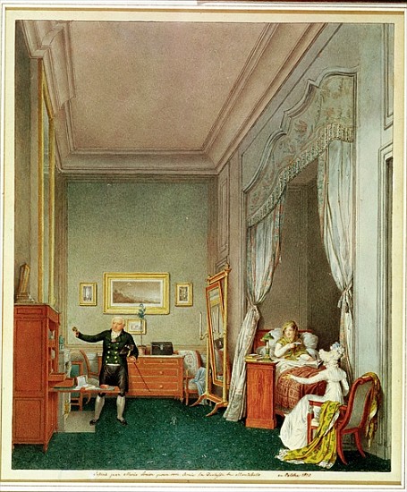 The Empress''s Bedroom with the Duchesse de Montebello and Jean-Nicolas Corvisart (1755-1821) Octobe a Marie-Louise de Hapsburg-Lorraine
