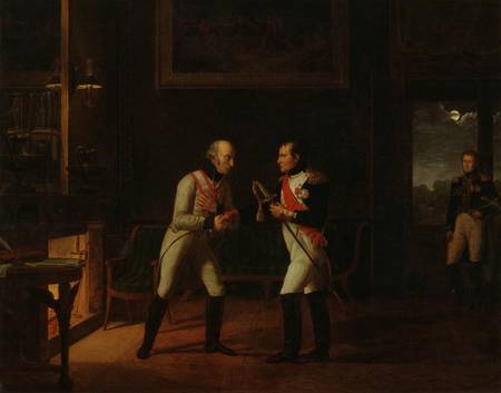 Meeting of Napoleon Bonaparte (1769-1821) and Archduke Charles (1771-1847) of Austria at Stammersdor a Marie Nicolas Ponce-Camus
