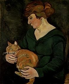 Woman with cat (Louson et Raminow) a Marie Clementine (Suzanne) Valadon