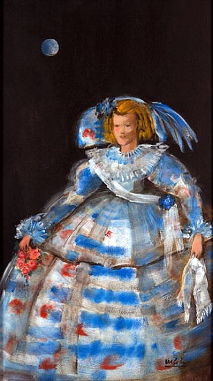 Menina with Blue Moon (oil & acrylic on canvas)  a Marisa  Leon