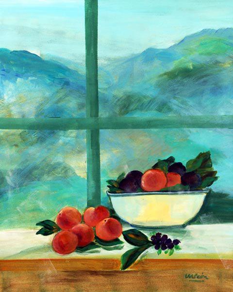 Interior with Window and Fruits (oil & acrylic on canvas) 
