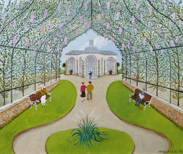 Lilac Arbour (oil on board)  a Mark  Baring