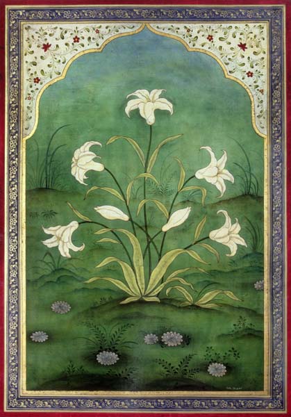 White Lilies (tempera on panel)  a Mark  Briscoe