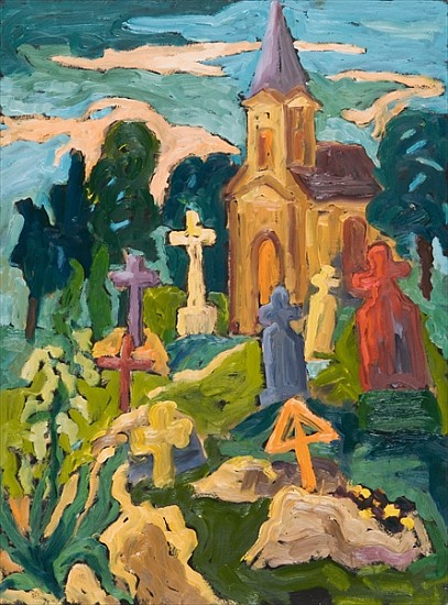 Graveyard and Chapel, 2005 (oil on board)  a Marta  Martonfi-Benke