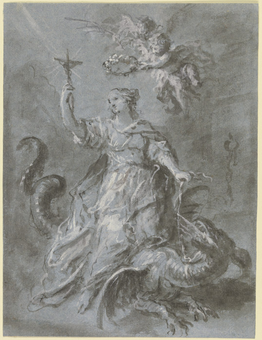 Die Heilige Margarethe auf dem Drachen, von zwei Engeln gekrönt a Martin Johann Schmidt dicesi Kremser-Schmidt