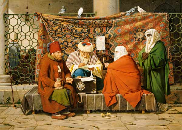 A Turkish notary at the writing of a marriage-certificate a Martinus Roerbye