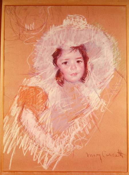 Bust of a Young Girl or Margot Lux with a Large Hat a Mary Cassatt