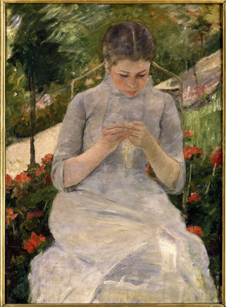 M.Cassatt / Young girl in garden / 1880 a Mary Cassatt