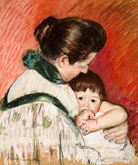 Mother and child (Thomas, the thumb-sucker) a Mary Cassatt