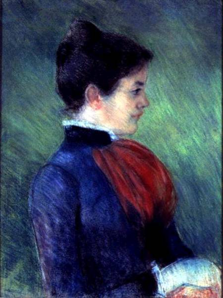 Study of a Woman in a Blue Blouse with a Red Ruff a Mary Cassatt