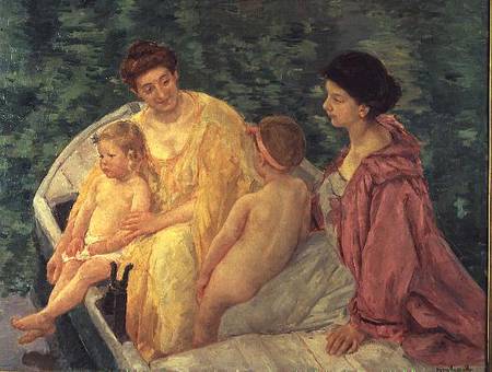 The Swim, or Two Mothers and Their Children on a Boat a Mary Cassatt