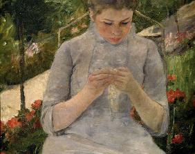 M.Cassatt / Young girl in garden / 1880