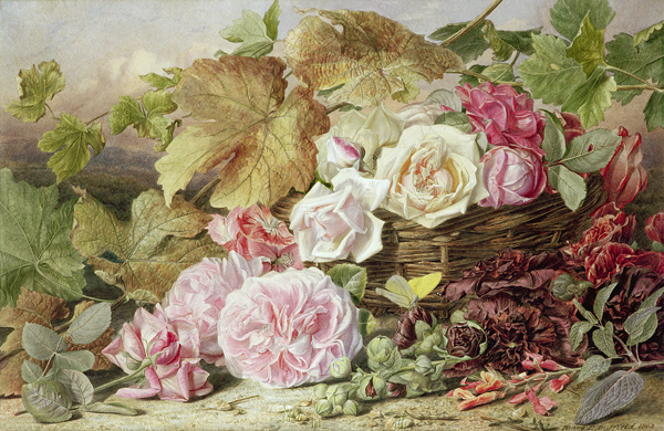 Peonies, Roses and Hollyhocks a Mary Elizabeth Duffield