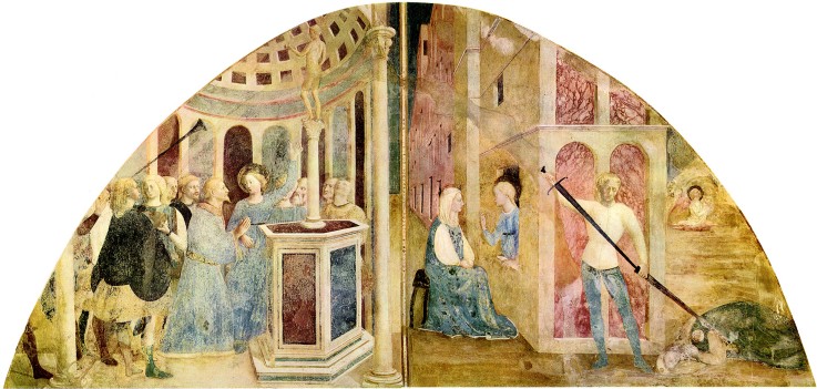 Saint Catherine and the Emperor Maxentius. Fresco in the Basilica di San Clemente a Masolino da Panicale
