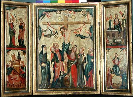 Triptych depicting the Crucifixion of Christ a Maestro di Cologne