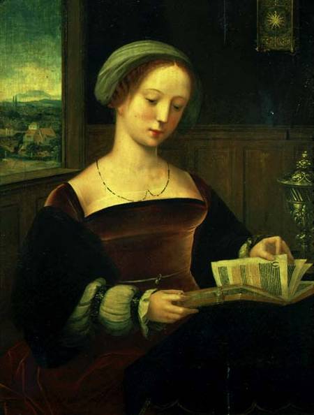 Mary Magdalene Reading a Maestro di Female Half Lengths