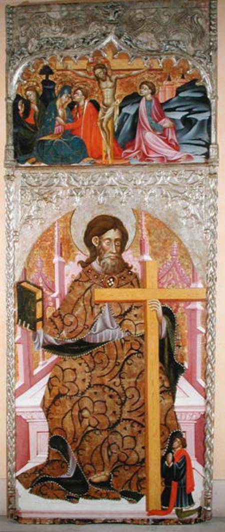 St. Philip and a donor surmounted by the Crucifixion (oil & tempera on panel) a Maestro di Retascon