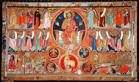 Altar frontal depicting Christ in Glory with saints and prophets and the martyrdom of St. Felix, fro a Maestro di San Felice di Giano