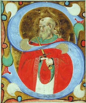 Historiated initial 'S' depicting St. Julian (vellum) a Master of San Michele of Murano