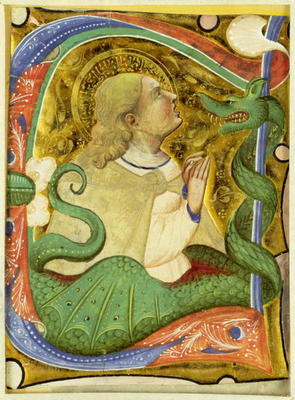 Historiated initial 'C'? depicting St. Margaret (vellum) a Master of San Michele of Murano