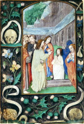 The Raising of Lazarus, from a book of Hours (vellum) a Master of the Book of the Prayers