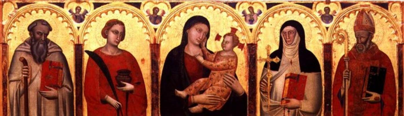 Madonna and Child with Saints (tempera on panel) a Master of the Dominican Effigies