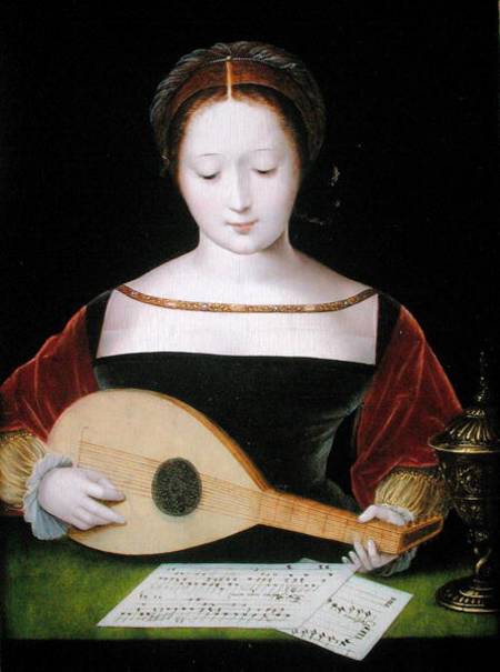 Mary Magdalene Playing a Lute a Master of the Female Half Lengths