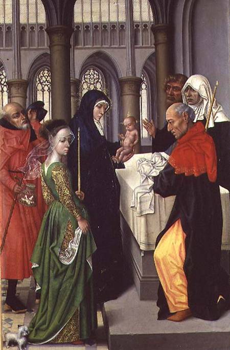 Presentation in the Temple, left hand panel of a diptych a Master of the Legend of St. Catherine