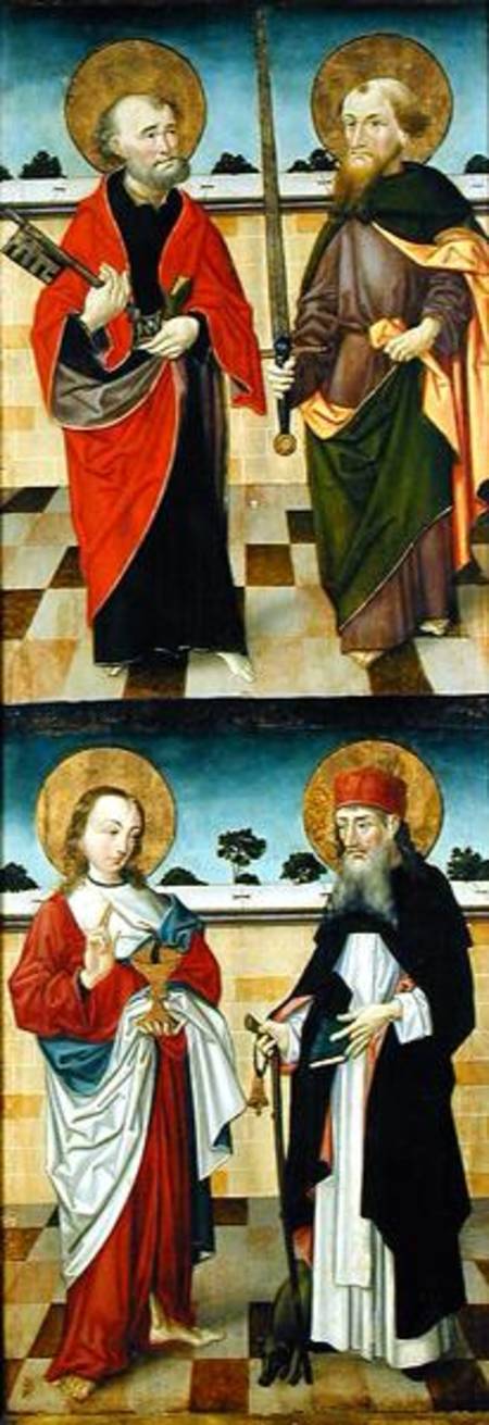 Top: St. Peter Holding a Key and St. Paul Holding a Sword; Bottom: St. John the Evangelist Holding a a Master of the Luneburg Footwashers