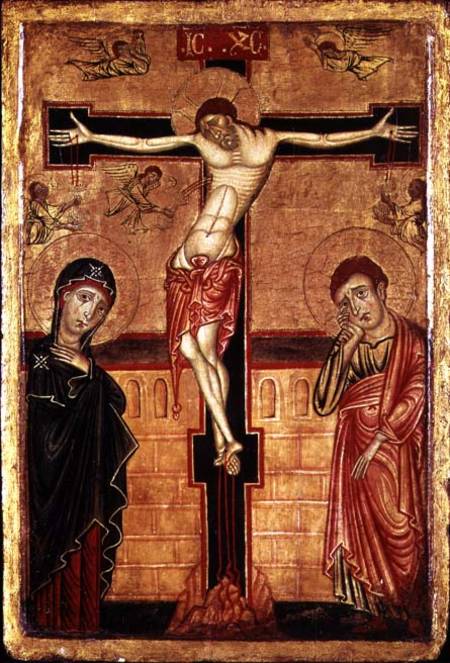 Christ on the Cross, with the Virgin Mary, St. John the Evangelist and Five Angels a Master of the Magdalene Altarpiece