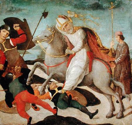 The Apparition of St. Ambrose at the Battle of Milan a Master of the Pala Sforzesca