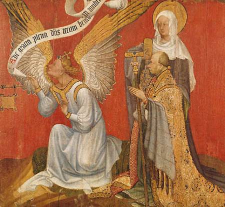 Panel from a diptych depicting the Angel of the Annunciation, the Donor and a Female Saint, possibly a Master of the Rohan Hours