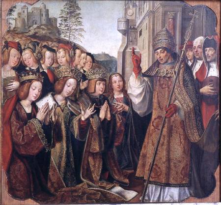 The Pope Blessing St. Auta, St. Ursula and Prince Etherius, from the St. Auta Altarpiece a Master of the St. Auta Altarpiece