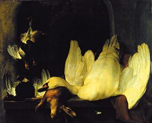 Animal piece with a dead swan a Matheus Bloem