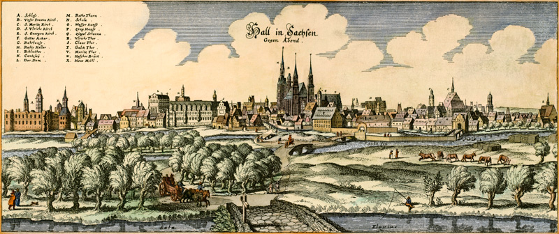 Halle (Saale) c.1650 a Matthäus Merian il Vecchio
