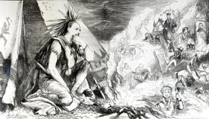 'Pictures in the Fire', cartoon from 'Tomahawk' magazine, August 24th 1867 (litho) (b/w photo) a Matthew "Matt" Somerville Morgan