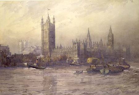 The Houses of Parliament, watercolour a Maude Parker
