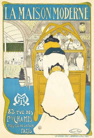 A poster advertising the Parisian art gallery 'La Maison Moderne', opened by Julius Meier-Graefe a Maurice Biais
