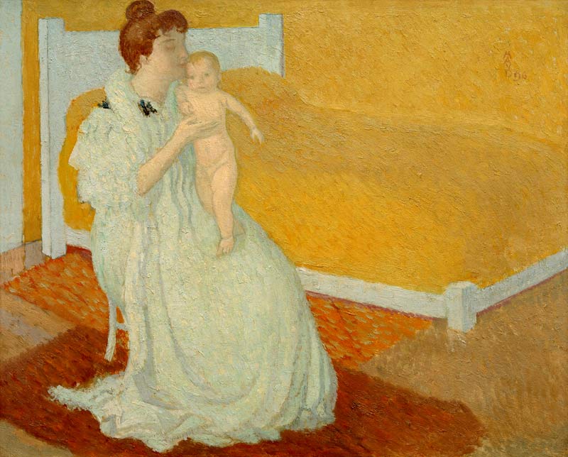 Mother and child at a yellow b a Maurice Denis