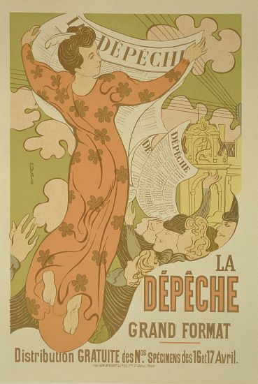 Reproduction of a poster advertising 'La Depeche de Toulouse' newspaper a Maurice Denis